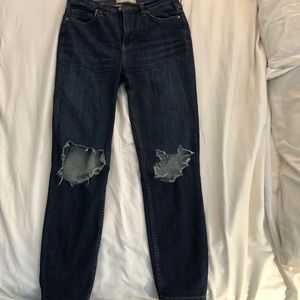 Free People distressed knee ankle length jeans